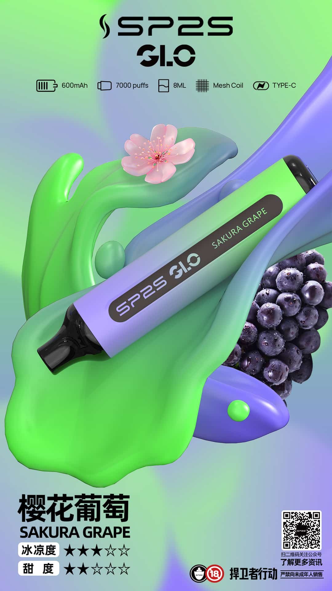 SP2S 7000 PUFFS 抛棄式電子煙 思博睿煙桿 新品上市 12 sp2s7000口一次性電子煙葡萄