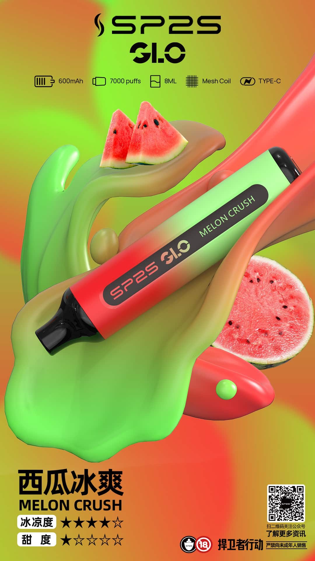 SP2S 7000 PUFFS 抛棄式電子煙 思博睿煙桿 新品上市 16 sp2s 7000 口拋棄式電子煙西瓜