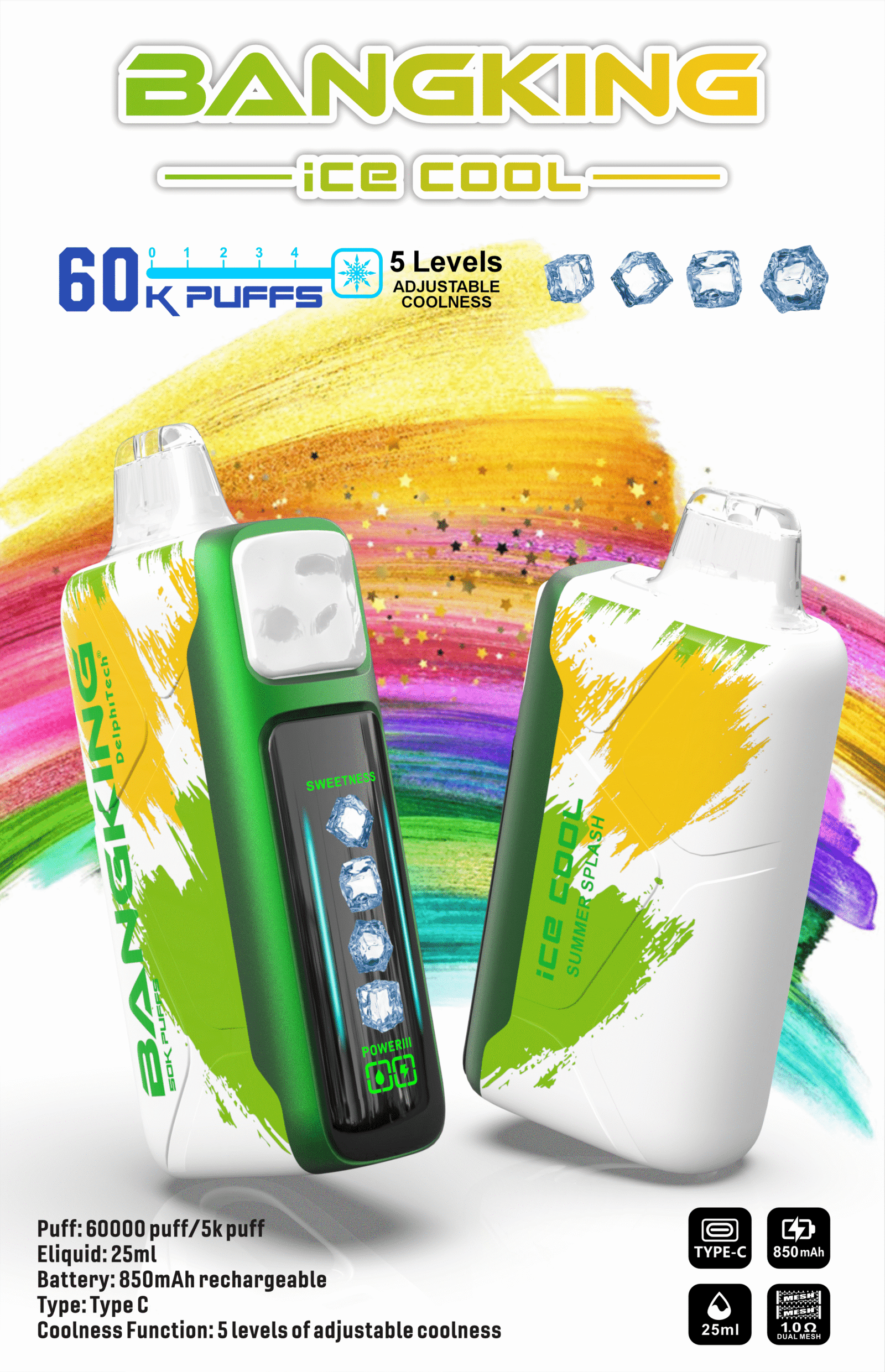 Bangking Ice Cool 60000 Puffs 超大容量拋棄式電子煙 五檔涼度可調一次性煙桿 13 Bangking Ice Cool 60000 Puffs 超大容量拋棄式電子煙 五檔涼度可調一次性煙桿:圖片 13