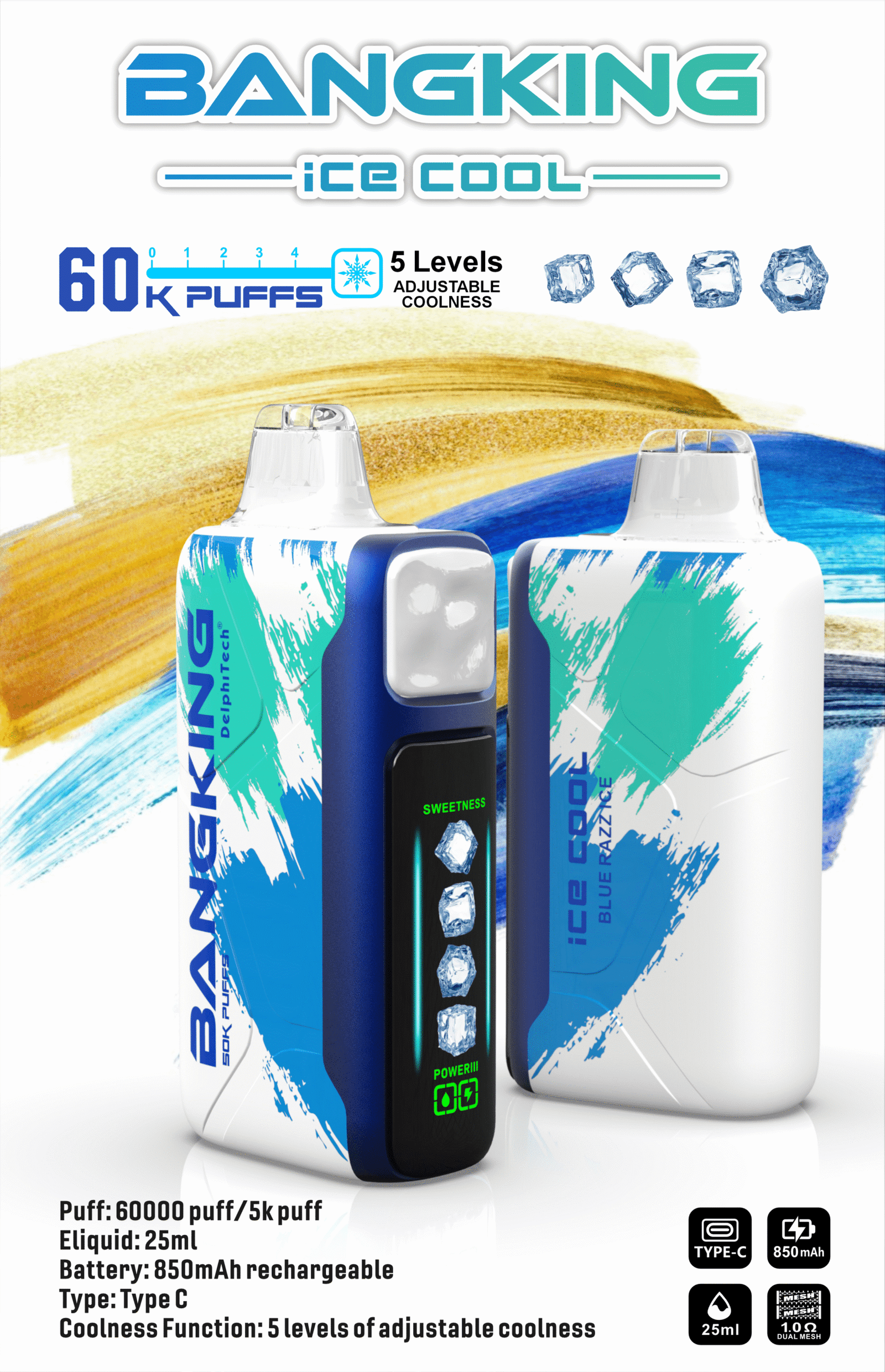 Bangking Ice Cool 60000 Puffs 超大容量拋棄式電子煙 五檔涼度可調一次性煙桿 11 Bangking Ice Cool 60000 Puffs 超大容量拋棄式電子煙 五檔涼度可調一次性煙桿:圖片 11
