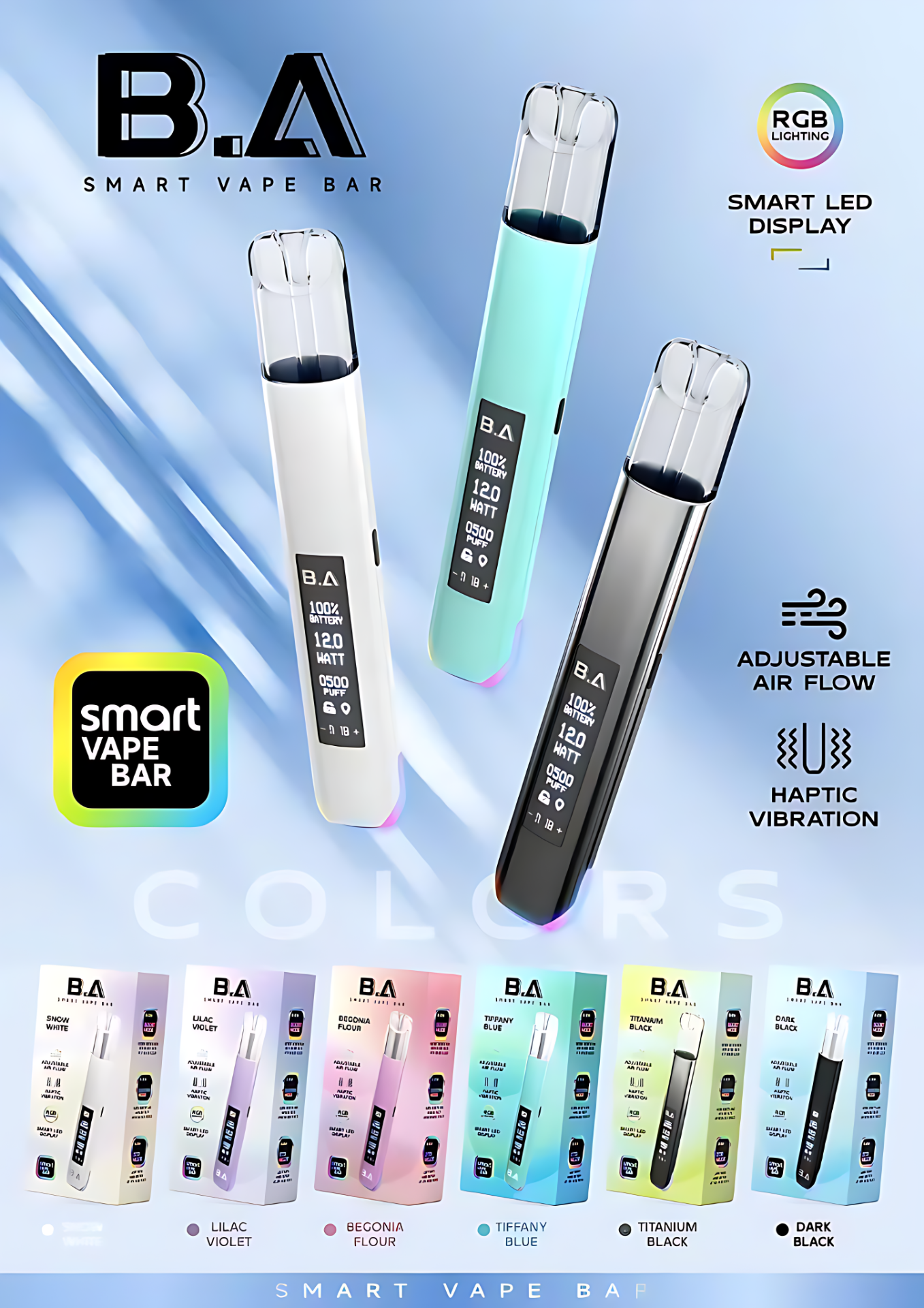 BA主機 B.A SMART VAPE BAR一代通用發光大屏霧化桿 現貨 1 BA主機 B.A SMART VAPE BAR一代通用發光大屏霧化桿 現貨